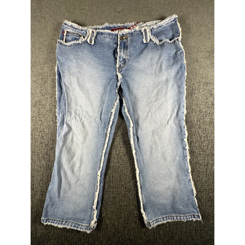 Zana Di Vintage Y2K Frayed Fringe‎ Denim Jeans Light Wash Size 13 Low Rise